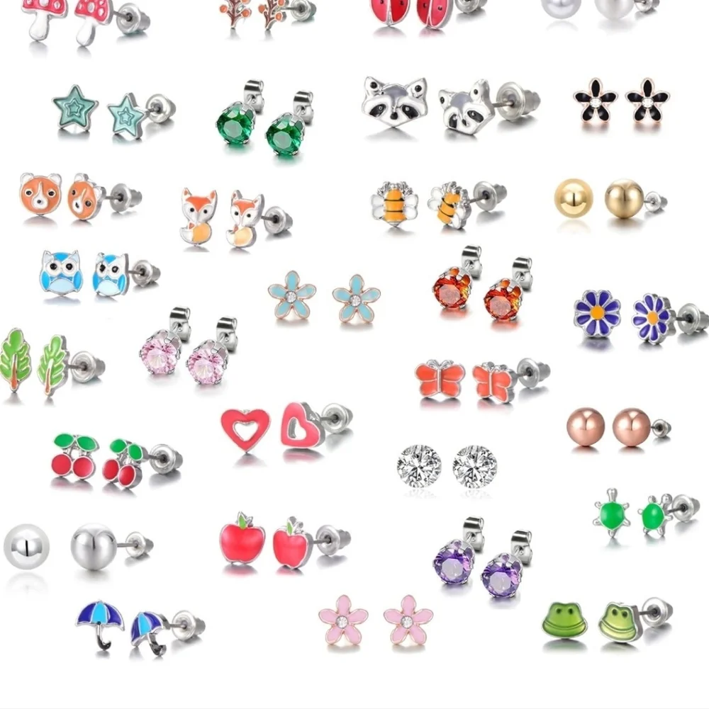 Colorful Kids Stud Earrings Set